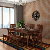 Ajmer Solid Sheesham Wood 8 Seater Dining Set With Bench (Without Cushion, Natural Finish)